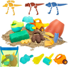 Load image into Gallery viewer, Dinosaur Beach Toys for Kids 3-5,Dinosaur Mould Set 33 PCS Sand Toys with Mesh Bag,Gifts for Boys and Girls 6-10