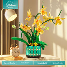 Load image into Gallery viewer, BAKA Orchid Flower Building Kit for Adults and Kids, Orchid Bonsai Building Set for Home Decor Botanical Collection in White and Yellow Orchid, Idea Gift for Valentines Day, Birthday - 1110pcs