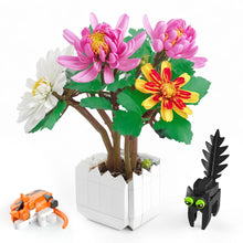 Load image into Gallery viewer, Daisy Flowers Bonsai Building Blocks Kit with Cat Building Set, Chrysanthemum Flower Bouquets for kids and Adults, Flowers Home Decor, Mothers Day, Anniversary and Valentine Gifts for Her or Him