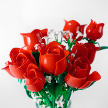Load image into Gallery viewer, 458PCS Valentine's Day red rose building block assembly set, 11 roses and 4 flowers plant flower set, perfect confession bouquet, family everlasting flower ornaments