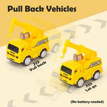 Load image into Gallery viewer, Construction Vehicles Toy Set for Kids, Crane Truck Playset with Map, Traffic Signs, Construction Workers, Engineering Trucks, Educational and Durable Toy Gift for Boys and Girls Ages 3+