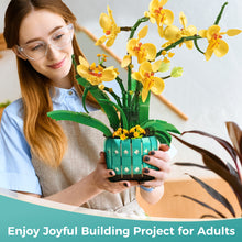 Load image into Gallery viewer, BAKA Orchid Flower Building Kit for Adults and Kids, Orchid Bonsai Building Set for Home Decor Botanical Collection in White and Yellow Orchid, Idea Gift for Valentines Day, Birthday - 1110pcs
