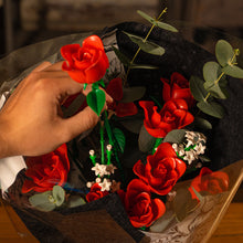 Load image into Gallery viewer, 458PCS Valentine's Day red rose building block assembly set, 11 roses and 4 flowers plant flower set, perfect confession bouquet, family everlasting flower ornaments