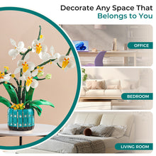 Load image into Gallery viewer, BAKA Orchid Flower Building Kit for Adults and Kids, Orchid Bonsai Building Set for Home Decor Botanical Collection in White and Yellow Orchid, Idea Gift for Valentines Day, Birthday - 1110pcs