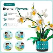 Load image into Gallery viewer, BAKA Orchid Flower Building Kit for Adults and Kids, Orchid Bonsai Building Set for Home Decor Botanical Collection in White and Yellow Orchid, Idea Gift for Valentines Day, Birthday - 1110pcs