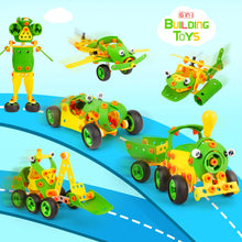 Load image into Gallery viewer, 142PCS 6-in-1 STEM Educational Building Block Set, Durable Non-Toxic ABS Engineering Kit for Kids, Colorful Creative Construction Toys with Wheels, Bolts & Connectors, Encourages Logical Thinking, Hand-Eye Coordination & Early Design Skills
