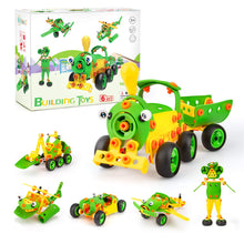 Load image into Gallery viewer, 142PCS 6-in-1 STEM Educational Building Block Set, Durable Non-Toxic ABS Engineering Kit for Kids, Colorful Creative Construction Toys with Wheels, Bolts & Connectors, Encourages Logical Thinking, Hand-Eye Coordination & Early Design Skills