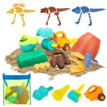 Load image into Gallery viewer, Educiro Dinosaur Beach Toys for Kids 3-5,Dinosaur Mould Set 33 PCS Sand Toys with Mesh Bag,Gifts for Boys and Girls 6-10