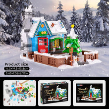 Load image into Gallery viewer, Winter Christmas Cottage Building Toy, a Christmas House Home Decor with a Yard Covered by Snow