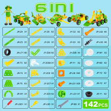 Load image into Gallery viewer, 142PCS 6-in-1 STEM Educational Building Block Set, Durable Non-Toxic ABS Engineering Kit for Kids, Colorful Creative Construction Toys with Wheels, Bolts & Connectors, Encourages Logical Thinking, Hand-Eye Coordination & Early Design Skills