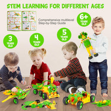 Load image into Gallery viewer, 142PCS 6-in-1 STEM Educational Building Block Set, Durable Non-Toxic ABS Engineering Kit for Kids, Colorful Creative Construction Toys with Wheels, Bolts & Connectors, Encourages Logical Thinking, Hand-Eye Coordination & Early Design Skills