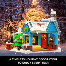 Load image into Gallery viewer, Winter Christmas Cottage Building Toy, a Christmas House Home Decor with a Yard Covered by Snow