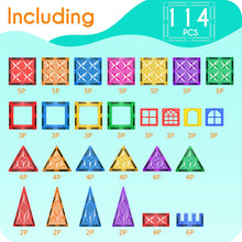 Load image into Gallery viewer, Mikiblue Magnetic Building Tiles Set for Kids 114 PCS Magnetic Blocks Shapes Toys