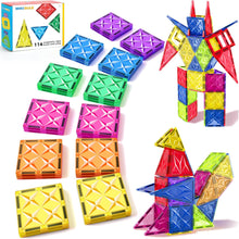 Load image into Gallery viewer, Mikiblue Magnetic Building Tiles Set for Kids 114 PCS Magnetic Blocks Shapes Toys
