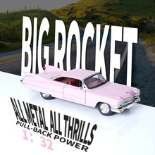 Load image into Gallery viewer, 1:32 Scale Cadillac Alloy Car Model – Pull Back Toy with Doors Open, Lights & Sound, Gift Box Package, 4 Colors (Black/Red/Blue/Pink), Great for Collectors