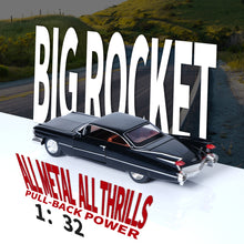 Load image into Gallery viewer, 1:32 Scale Cadillac Alloy Car Model – Pull Back Toy with Doors Open, Lights & Sound, Gift Box Package, 4 Colors (Black/Red/Blue/Pink), Great for Collectors