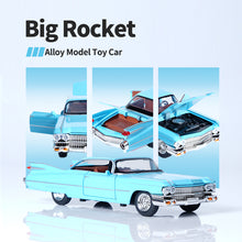 Load image into Gallery viewer, 1:32 Scale Cadillac Alloy Car Model – Pull Back Toy with Doors Open, Lights & Sound, Gift Box Package, 4 Colors (Black/Red/Blue/Pink), Great for Collectors