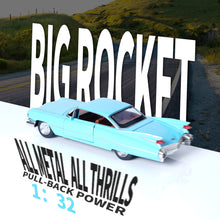 Load image into Gallery viewer, 1:32 Scale Cadillac Alloy Car Model – Pull Back Toy with Doors Open, Lights & Sound, Gift Box Package, 4 Colors (Black/Red/Blue/Pink), Great for Collectors