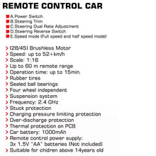 Load image into Gallery viewer, Q903 1/16 2.4G 4WD 52km/h High Speed Brushless RC Car Desert Truck Vehicle Models - Green/ Orange - GP TOYS
