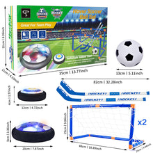 Load image into Gallery viewer, Hover Soccer Ball Set with 2 Goals, USB Rechargeable with LED Light and Inflatable Ball, Air Floating Soccer with Safe Bumper for Indoor Outdoor Sports Ball Game, Football Toy Gift for Kids Boy Girl
