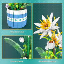 Load image into Gallery viewer, Under Epiphyllum Artificial Flowers Bouquet for Adults, Flower Building Sets with Vase, Home Decor, Mother&#39;s Day, Valentine&#39;s Day Gifts for Her or Him
