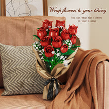 Load image into Gallery viewer, 458PCS Valentine&#39;s Day red rose building block assembly set, 11 roses and 4 flowers plant flower set, perfect confession bouquet, family everlasting flower ornaments
