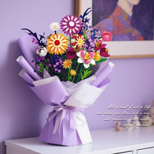 Load image into Gallery viewer, Creative DIY Building Block Flower Bouquet Set for Adults – Assembled Puzzle Model, Elegant Desktop Decor, Unique Collectible Gift for Her, Home Craft Hobby Fun
