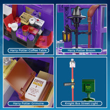 Load image into Gallery viewer, Diagon Alley- HP Knight Bus Pub Building Toy Gifts for Kids, Girls, and Boys Ages 8+ (486 Pieces), Include Magic Wands and Wizard Snowy Owl
