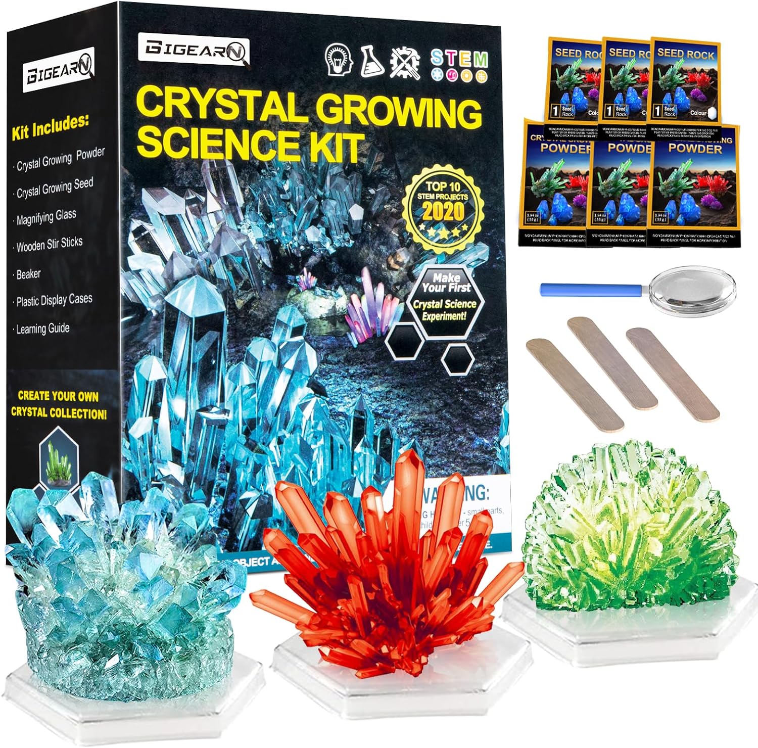 Crystal Growing Science Experimental Kit 3 Crystal Science Experiments with  Display Cases - Easy DIY STEM Toy Lab Experiment Specimens Educational Gift  for Kids Teens Boys and Girls – GP TOYS