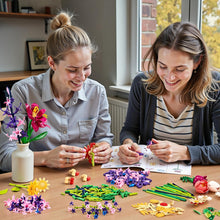 Load image into Gallery viewer, Creative DIY Building Block Flower Bouquet Set for Adults – Assembled Puzzle Model, Elegant Desktop Decor, Unique Collectible Gift for Her, Home Craft Hobby Fun
