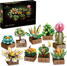 Load image into Gallery viewer, Flower Botanical Bonsai Building Set, Succulent Building Toys Block - 9 Pack, for Home Decor, Valentine&#39;s Day, Mother&#39;s Day, Christmas for Adults and Kids - 913pcs
