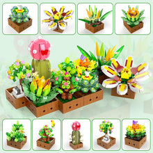 Load image into Gallery viewer, Flower Botanical Bonsai Building Set, Succulent Building Toys Block - 9 Pack, for Home Decor, Valentine&#39;s Day, Mother&#39;s Day, Christmas for Adults and Kids - 913pcs
