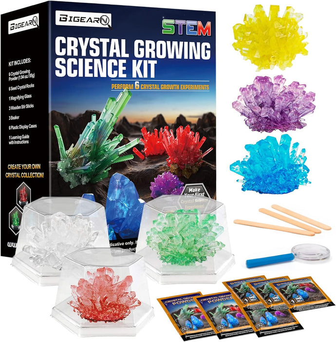 Crystal Growing Kit, Grow 6 Vibrant Crystals