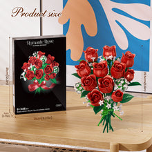 Load image into Gallery viewer, 458PCS Valentine&#39;s Day red rose building block assembly set, 11 roses and 4 flowers plant flower set, perfect confession bouquet, family everlasting flower ornaments
