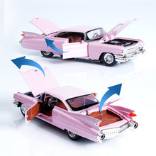 Load image into Gallery viewer, 1:32 Scale Cadillac Alloy Car Model – Pull Back Toy with Doors Open, Lights &amp; Sound, Gift Box Package, 4 Colors (Black/Red/Blue/Pink), Great for Collectors
