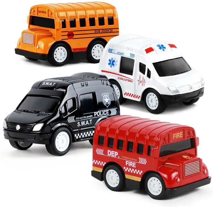 Pull Back Vehicles, 4 Pack