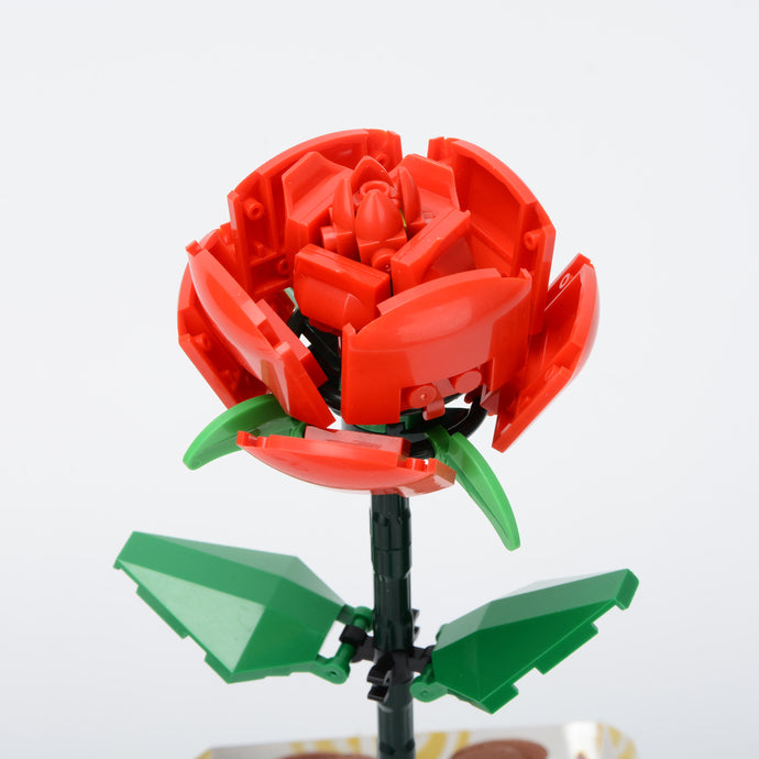 MOC Flower Building Romantic Bricks Rose Double Poses Date Valentine Birthday Gift