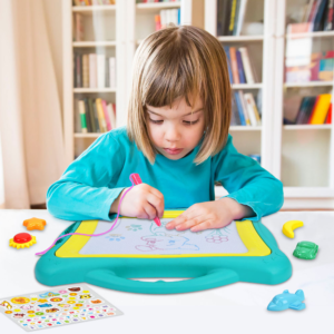 Kids Magnetic Drawing Board Large LCD-Free Doodle Pad – Educational Erasable Sketch Board with Stamps & Drawing Pen for Boys and Girls