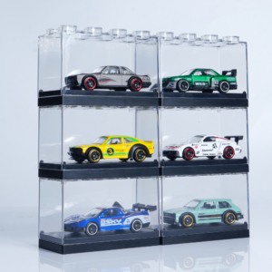 1:64 Scale Alloy Sports Car Model Set with Transparent Display Case