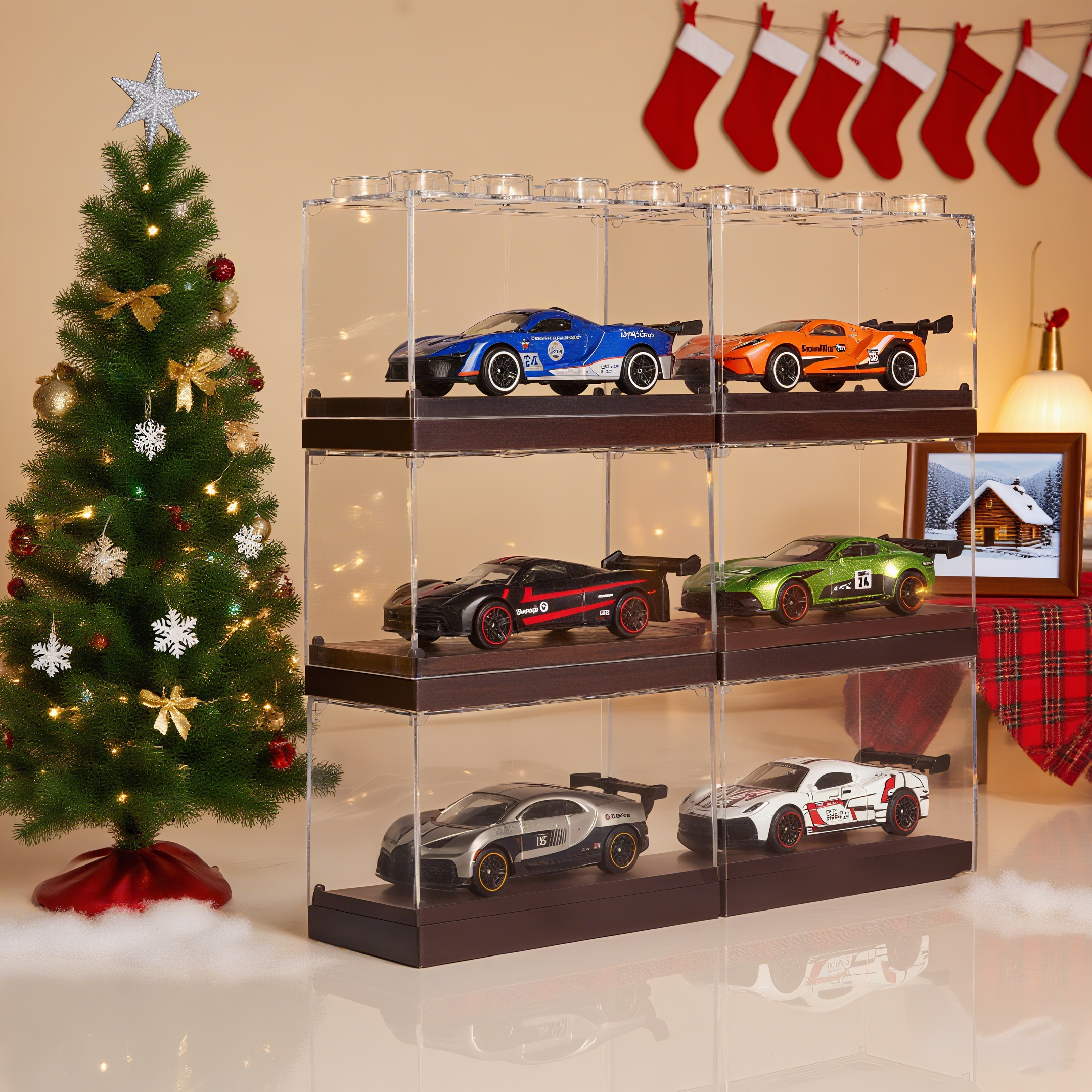 1:64 Scale Alloy Sports Car Model Set with Transparent Display Case - Image 13