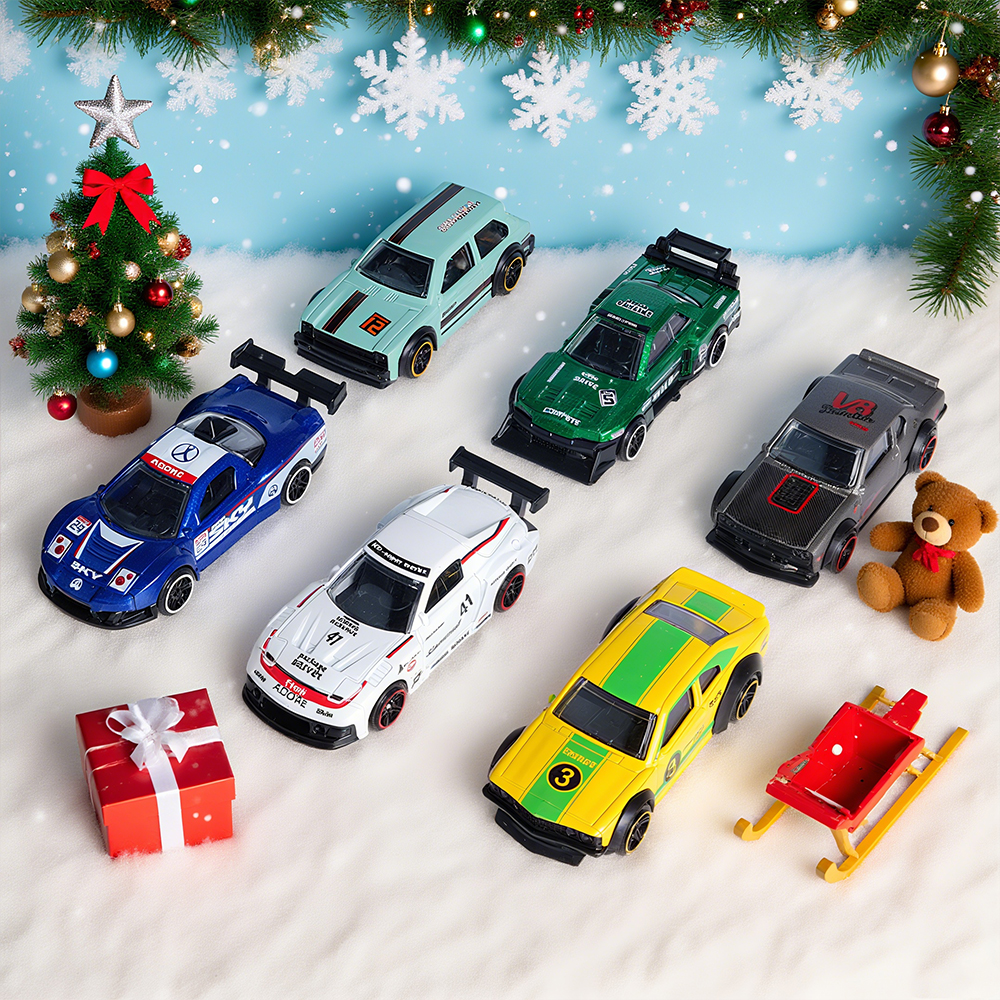 1:64 Scale Alloy Sports Car Model Set with Transparent Display Case - Image 25
