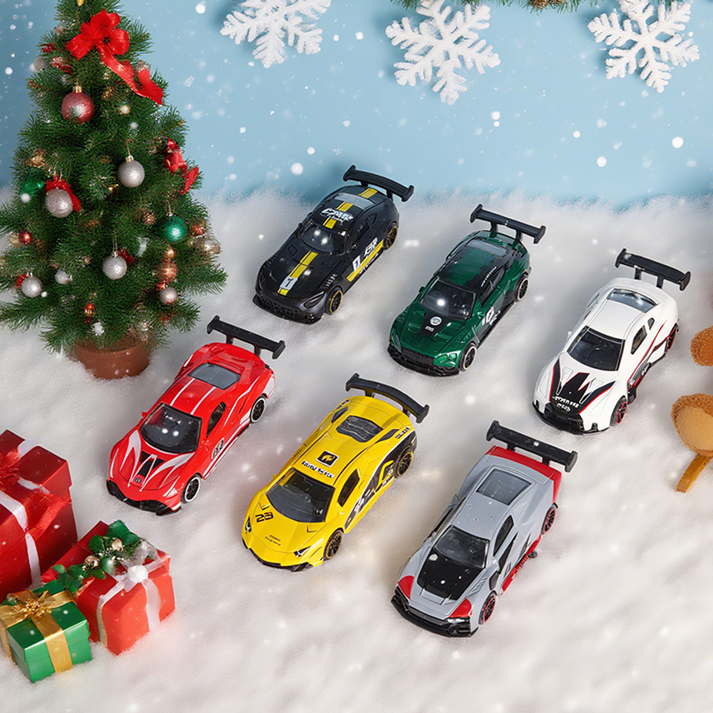 1:64 Scale Alloy Sports Car Model Set with Transparent Display Case - Image 6