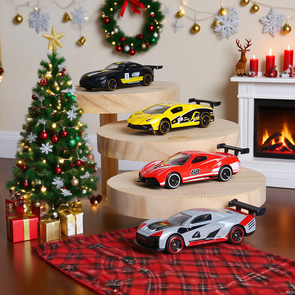 1:64 Scale Alloy Sports Car Model Set with Transparent Display Case - Image 7