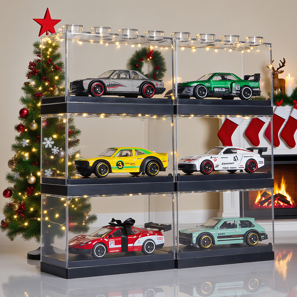 1:64 Scale Alloy Sports Car Model Set with Transparent Display Case - Image 27