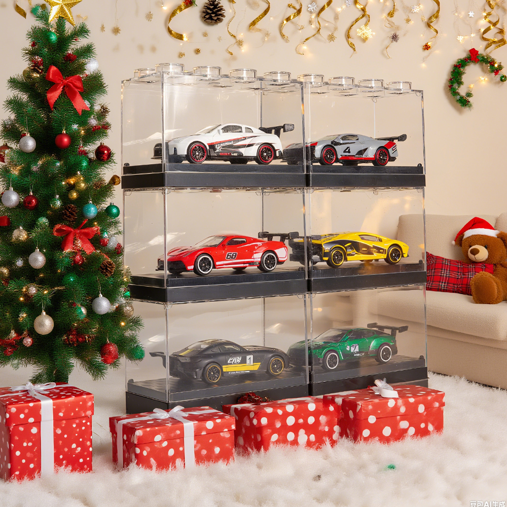 1:64 Scale Alloy Sports Car Model Set with Transparent Display Case - Image 8