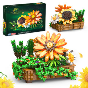 2-in-1 Flower Botanical Bonsai Building Set, Artificial Botanical Collection, Creative Home Office Décor – Sunflower, Ivy, Chrysanthemum | Home & Office Décor | Unique Gift for Adults & Kids