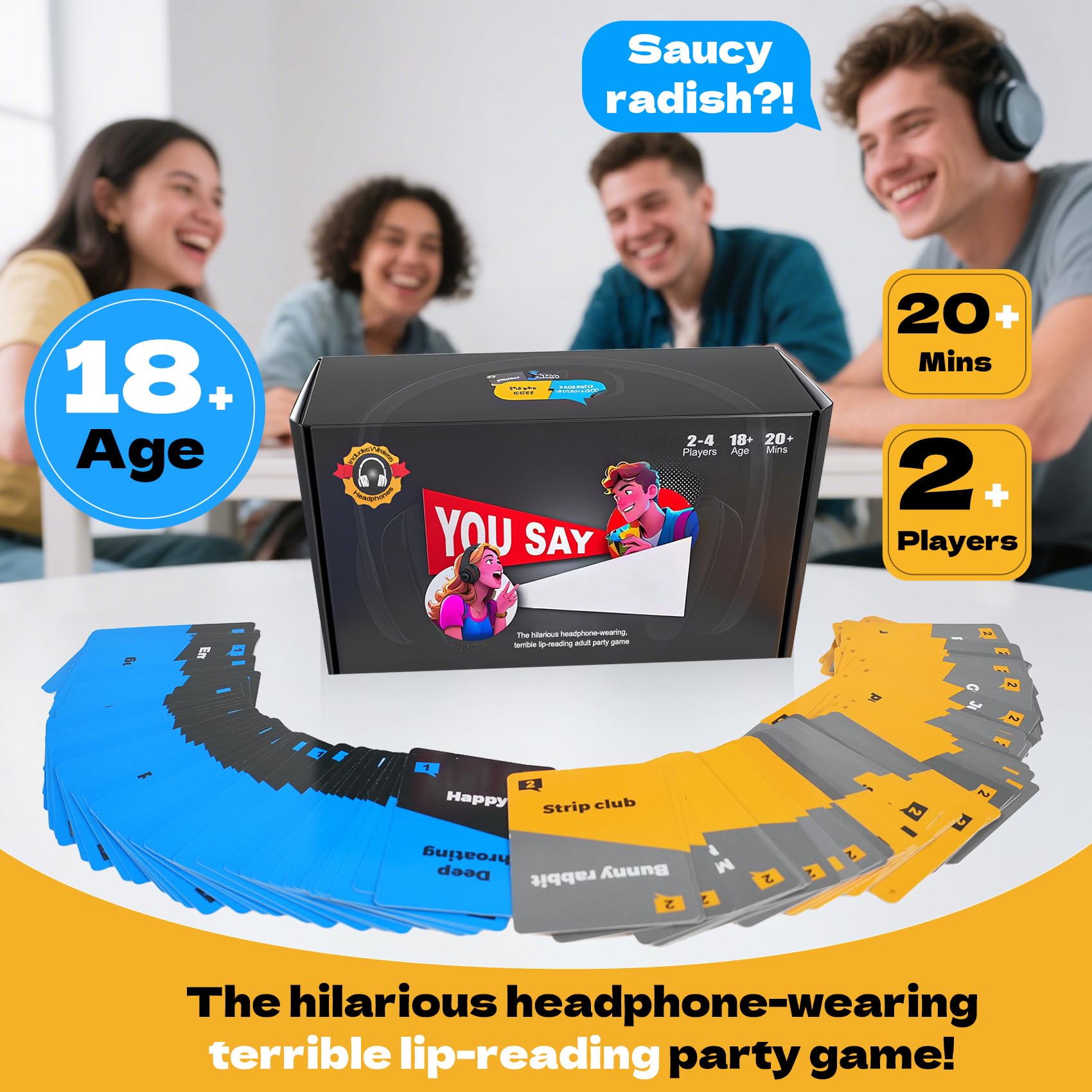 Sorry What Game, You Say I Guess, Uncensored Lip Reading Party Games for Adults, Headphone Challenge What Fun, 2+ Players 40000 Funny Phrase Combos, Card Games for Adults & Friends (Ages 17+) - Image 6