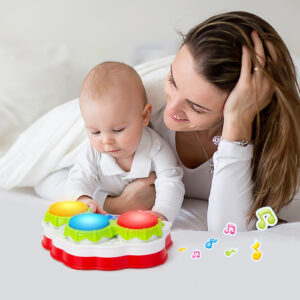 Pup Go Baby Musical Drums Piano Toy with Music, Animal Sounds and Light - Early Education Learning Electronic Keyboard Musical Instrument Toys for Toddlers Kids Boys and Girls
