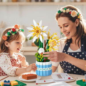 Epiphyllum Flowers Building Blocks Sets with Vase, Home Decor Artificial Flower Bouquet for Adults, Anniversary, Valentine's Day, for Her or Him