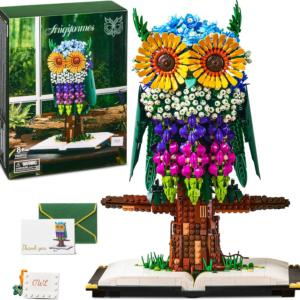 Owl Building Kit with Flowers, 1989 Pieces Animal and Plant Toy Set, Botanical Collection, Valentines Easter Christmas Ideas Gifts for Women, Men, Adults, Teens and Kids Aged 12+